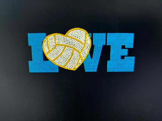 Volleyball Love Rhinestone Adult Transfer