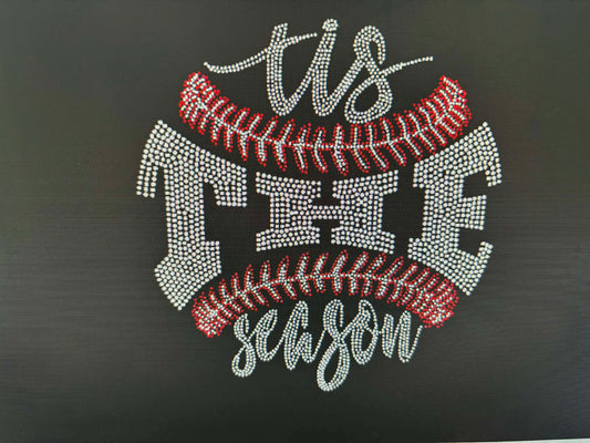 Tis The Season Baseball Rhinestone Adult Transfer