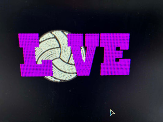 Volleyball Love Rhinestone Adult Transfer